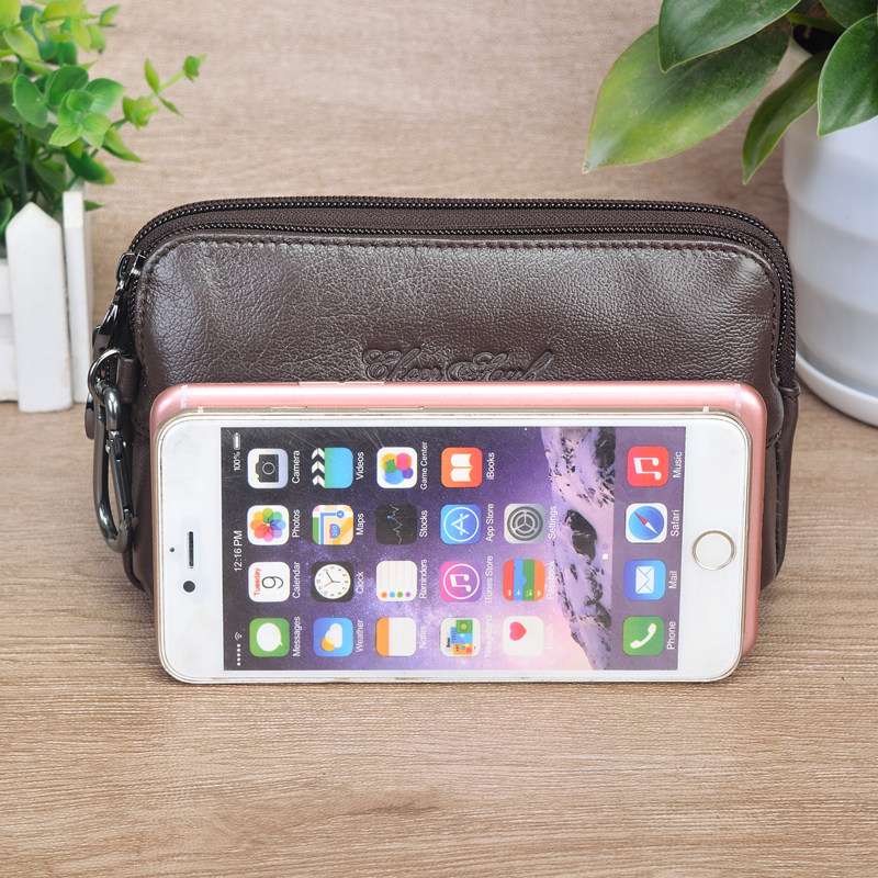 男士真皮手机腰包牛皮穿皮带6.6寸6.5寸手机包横款小手拿包多功能,淘宝优惠券,粉丝福利购,淘宝优惠卷