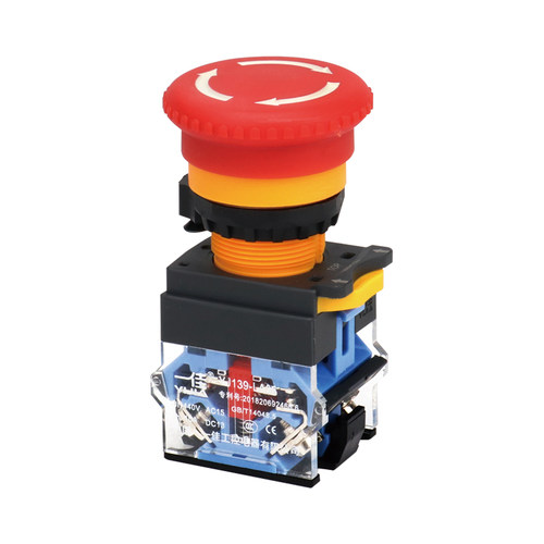 一佳急停按钮开关YJ139 LA38-11ZS紧急停止蘑菇头 推锁旋放式22MM - 图3