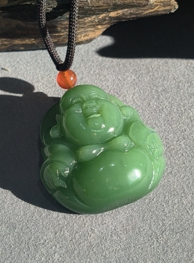 玉路呈祥  和田玉碧玉老坑料佛公30克