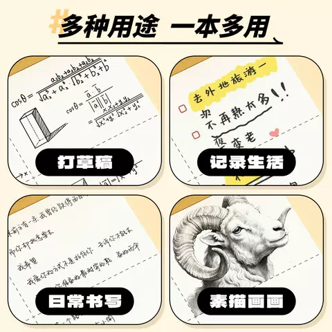 晨光分区草稿本1000张可撕草稿纸B5加厚100页数学演算空白错题本小学生专用初中生护眼高中考研稿纸白纸批发 图片 5