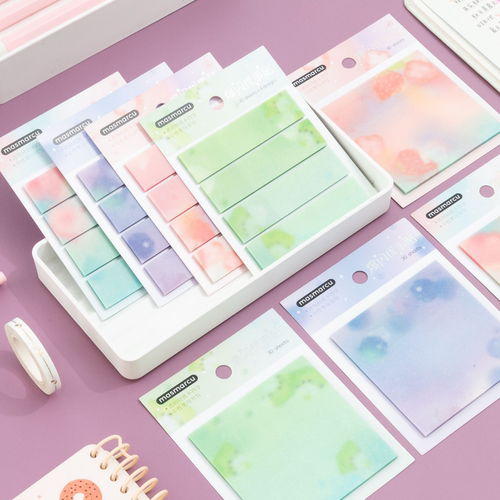 MASMARCU便利贴透明便签纸小学生便签本可撕便签贴有粘性初中生便利签便签高颜值办公笔记贴错题贴扩张优事贴 - 图2