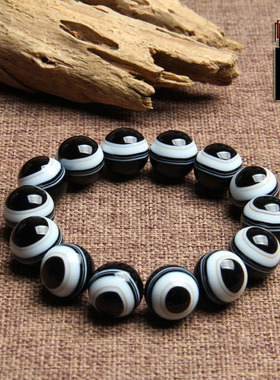 天然缠丝玛瑙圆珠天眼蚕丝手链 一线药师药师天珠  一图一物