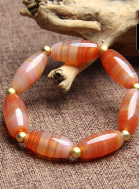 天然红缠丝玛瑙勒子朱砂手链