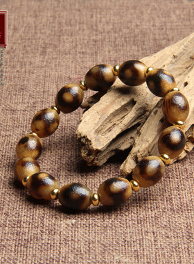 天然坦诚天珠三眼玛瑙手串