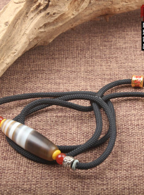 精品天然缠丝玛瑙挂件 磨砂玛瑙天眼DIY项链吊坠