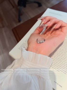 ins风层叠沙丘戒指小众高级轻奢时尚百搭精致设计感银镀18k金