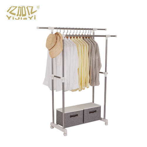 不锈钢落地伸缩晾衣架阳台升降晾晒单双杠挂衣架衣帽架室内挂衣架 - 图3