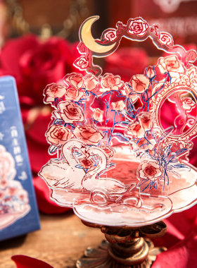 手绘玫瑰DIY亚克力多插立牌摆件