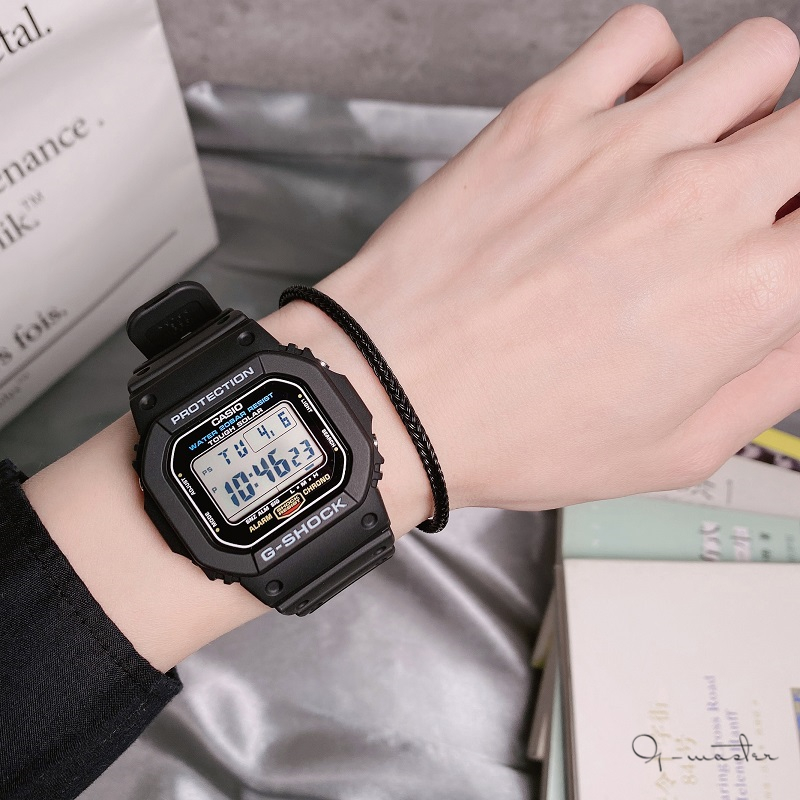 卡西欧小方块头文字d手表 DW-5600E G-5600E-1太阳能复古g-shock-图0