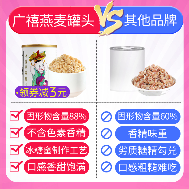 广禧冰糖燕麦罐头900g即食青稞连锁奶茶店甜品专用原料五谷杂粮-图0