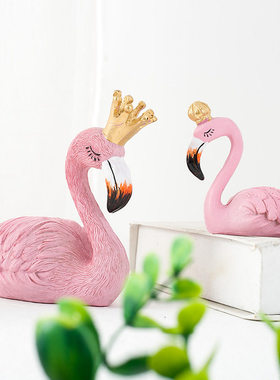 创意ins火烈鸟树脂摆件 可爱动物卧室客厅摆设情人节礼物北欧装饰