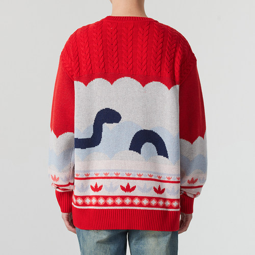 Adidas阿迪达斯三叶草男女款宽松休闲圆领套头毛衣JL8366/JL8367 - 图1