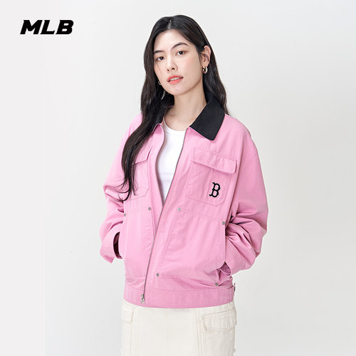 25新款MLB柳智敏同款情侣外套男女复古翻领工装运动夹克3AJPB0351 - 图1