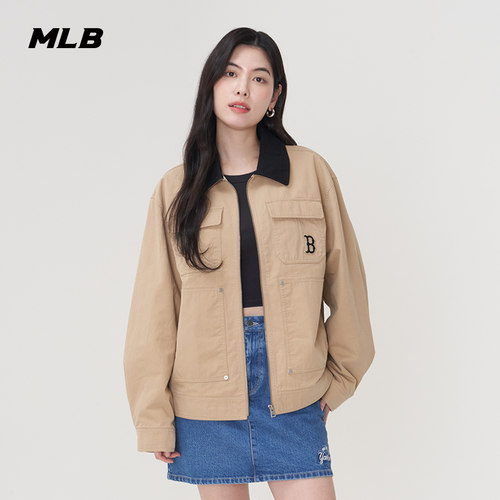 25新款MLB柳智敏同款情侣外套男女复古翻领工装运动夹克3AJPB0351 - 图2