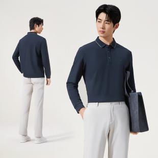 柒牌羊毛磨毛Polo衫男长袖秋冬商务休闲T恤