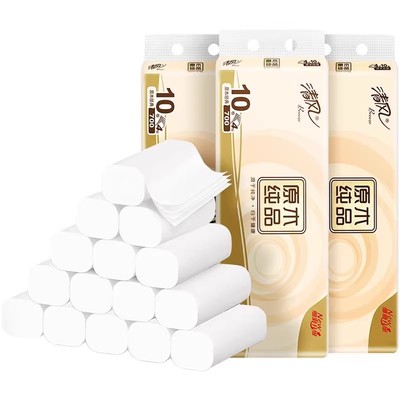 清风无芯卷纸原木纯品4层70克30卷卫生纸巾厕纸家用实惠装tbms