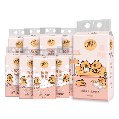 清风抽纸卡皮巴拉联名款软抽悬挂式10提家用卫生纸巾整箱实惠装by - 图3