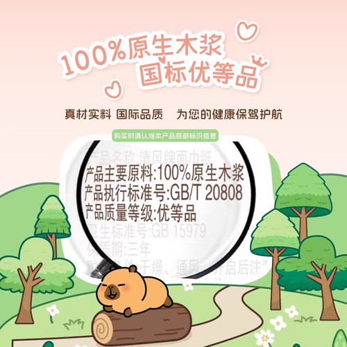 【李昀锐同款】清风卡皮巴拉抽纸悬挂式纸巾挂抽10提整箱厕纸抽by - 图2