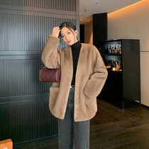 MSBEAST Imports Purple Mark Grade Mink Fur Coat Whole Mink V Collar Large Outline Velvet velvet Mink Fur Fur Coats Women