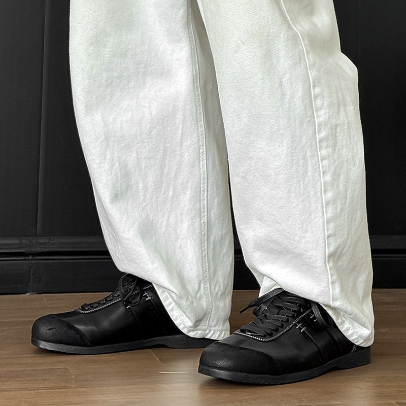 小众设计感德训鞋男女百搭休闲皮鞋情侣款透气方头极简拳击鞋平底,淘宝优惠券,粉丝福利购,淘宝优惠卷