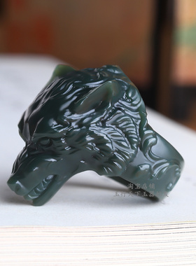 狼头玉扳指新疆和田玉真品玉器