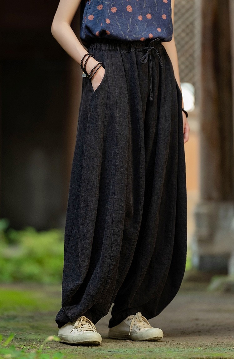 秋冬做旧棉麻瑜伽裤文艺复古宽松砂洗南瓜裤女休闲禅意打坐灯笼裤,淘宝优惠券,粉丝福利购,淘宝优惠卷