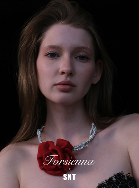 4.23 午12点上新 【玫瑰的故事】绒面玫瑰花苞串珠多种戴法项链