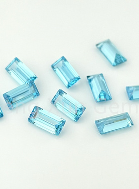 长方形直角车平海蓝锆石裸石长条形手表首饰镶嵌配石DIY蜡镶蓝色