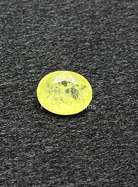蛋形荧光黄玻璃拼合石加纹絮拼接彩宝裸石戒指副石首饰配石未镶嵌