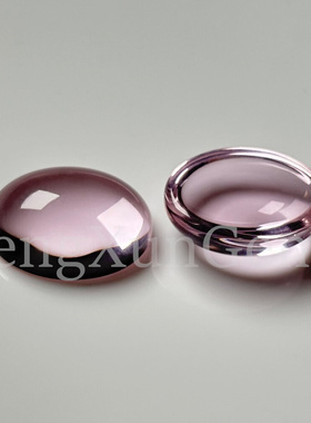 平底素面 粉红色玻璃椭圆 蛋形 DIY饰品贴片裸石 未镶嵌 戒面模具