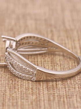 梨形925银戴妃款戒指空托围锆代裸石镶嵌18k金多规格戒指空托活口