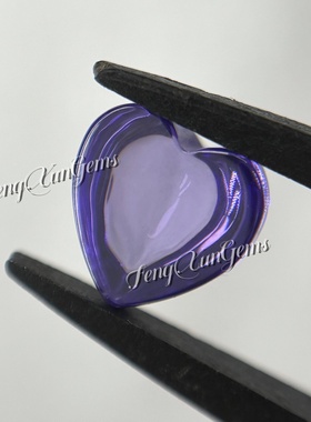 平底素面宝石4x4~8x8mm心形蛋面紫蓝色锆石裸石 首饰配石 DIY镶嵌