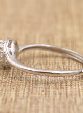 圆形925银戴妃款戒指空托围锆代裸石镶嵌18k金多规格戒指空托活口