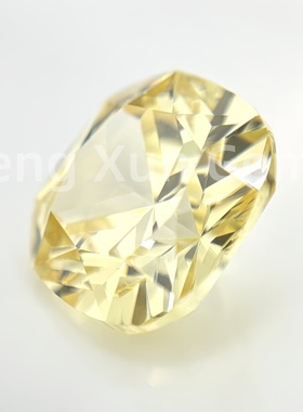 肥正方鹅黄色枕形锆石裸石尖底合成CZ垫形淡黄钻宝石吊坠戒指配石