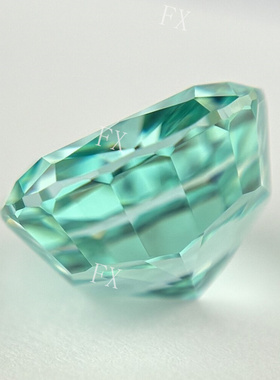 冰花切肥正方蓝绿色锆石裸石9A高碳钻戒指项链首饰吊坠镶嵌用主石