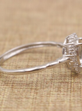 蛋形925银戴妃款戒指空托围锆代裸石镶嵌18k金多规格戒指空托活口