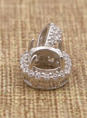 蛋形925银戴妃款吊坠空托围锆代裸石镶嵌18k金多规格首饰吊坠空托