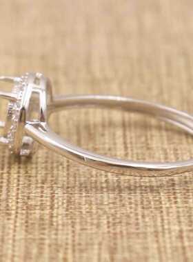 圆形925银戴妃款戒指空托围锆代裸石镶嵌18k金多规格戒指空托活口