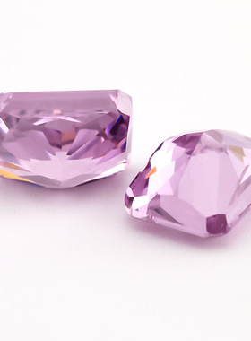 长方倒角玫红色冰花切锆石裸石钻 人工合成宝石高碳钻戒指镶嵌diy