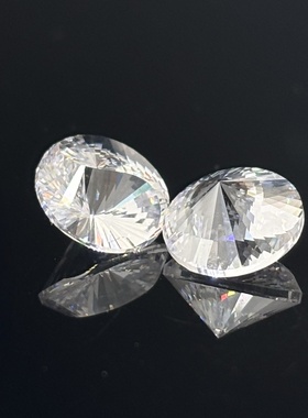 新品!!!圆形太极切白色锆石裸石S形切工 双尖底 戒指吊坠手链主石