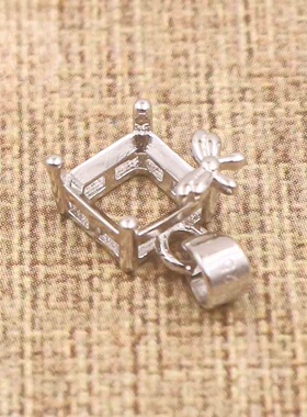 正方形925银戴妃款吊坠空托围锆代裸石镶嵌18k金 多规格吊坠空托