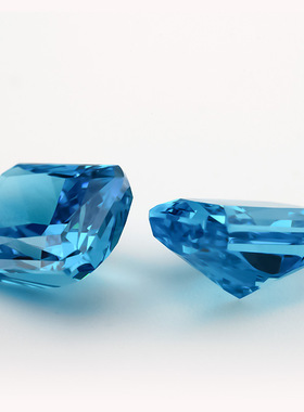 长方倒角冰花切锆石深海蓝裸石钻 梧州合成宝石高碳钻diy配饰镶嵌