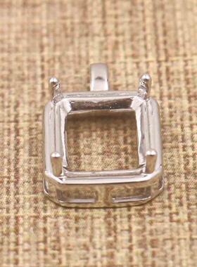 长方形925银戴妃款吊坠空托围锆代裸石镶嵌18k金 多规格吊坠空托