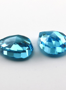 梨形深海蓝冰花切锆石裸石 超闪人造宝石高碳钻戒指镶嵌diy轻奢感