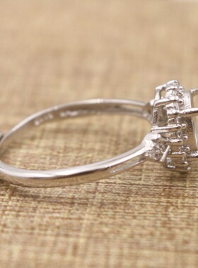 蛋形925银戴妃款戒指空托围锆代裸石镶嵌18k金多规格戒指空托活口