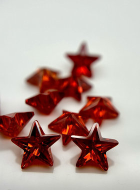 桔红色锆石人造五角星形裸石 星星形仿钻耳钉戒指珠宝配饰主石DIY