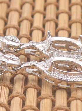 蛋形925银戴妃款耳坠空托围锆代裸石镶嵌18k金多规格耳坠首饰空托