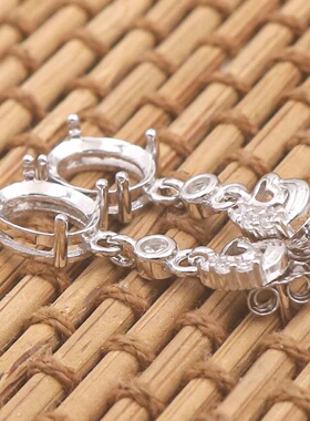 蛋形925银戴妃款耳坠空托围锆代裸石镶嵌18k金多规格耳坠首饰空托