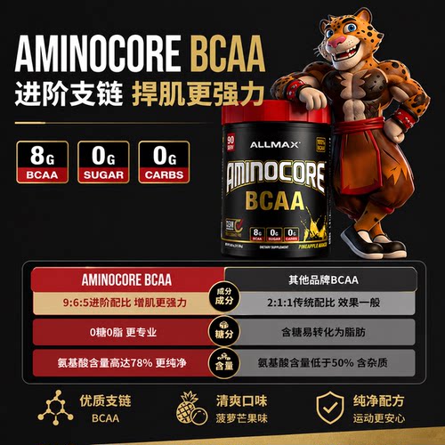 豹哥补剂 ALLMAX支链氨基酸 进口强化版BCAA加速增肌健身促进恢复 - 图1