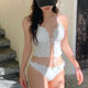 Thai retro white lace cute girl bikini
